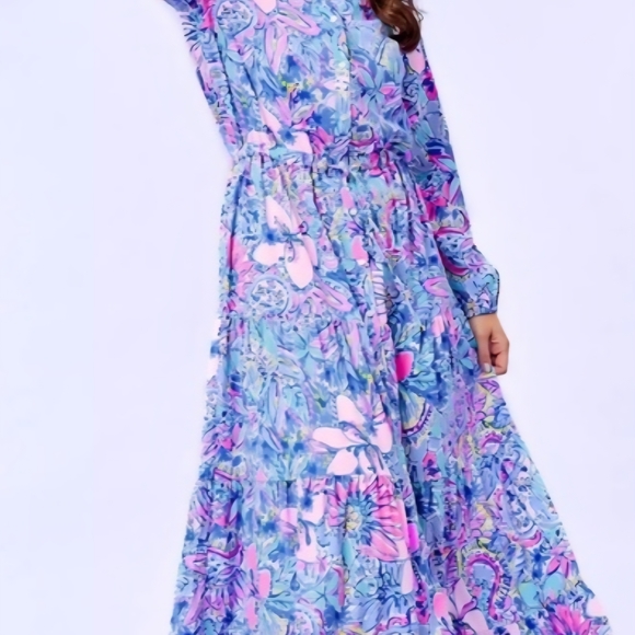 Lilly Pulitzer Cori Stretch Shirt Dress In "Pop Up Got Your Back" Pattern - Picture 6 of 6